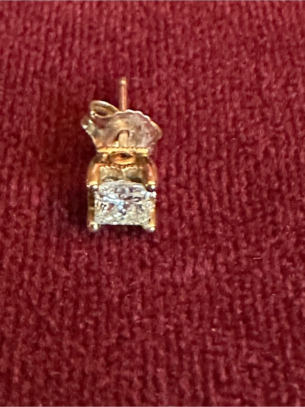 Single 10 K Gold-Clear Stone Stud Earring - Women Jewelry